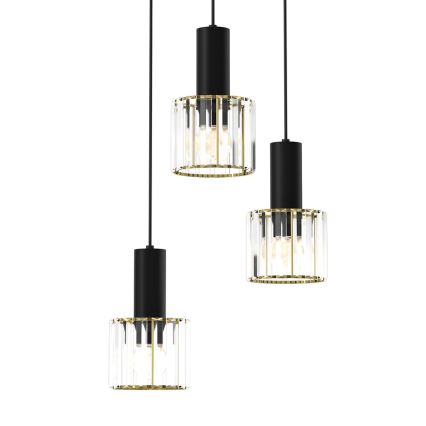 Підвісна люстра CRISTAL 3xE27/60W/230V чорний
