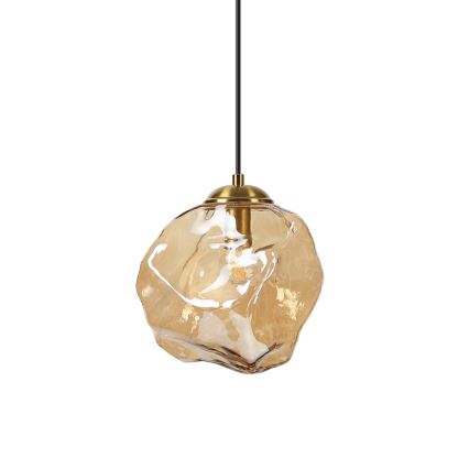 Підвісна люстра CRISTAL на тросі 1xE14/15W/230V латунь/димчасто-бежевий