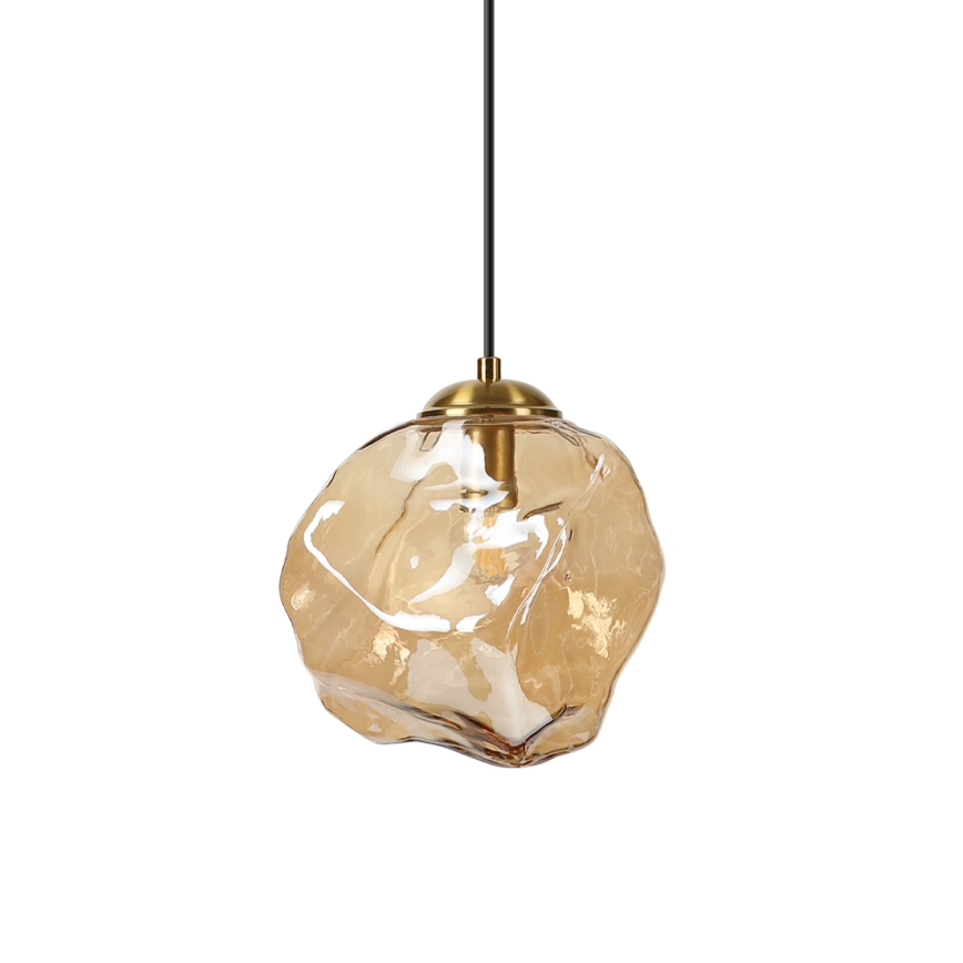 Підвісна люстра CRISTAL на тросі 1xE14/15W/230V латунь/димчасто-бежевий