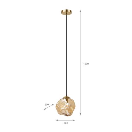 Підвісна люстра CRISTAL на тросі 1xE14/15W/230V латунь/димчасто-бежевий
