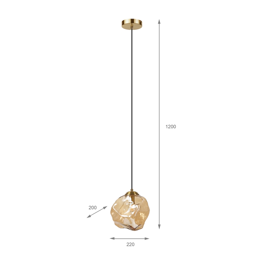 Підвісна люстра CRISTAL на тросі 1xE14/15W/230V латунь/димчасто-бежевий