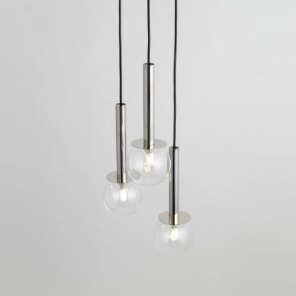 Підвісна люстра DAISY 3xG9/12W/230V діаметр 27 см глянцевий хром/чорний/прозорий