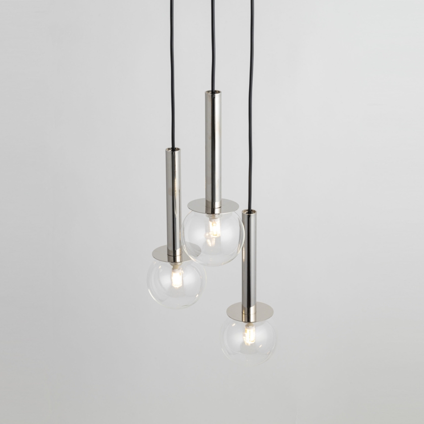 Підвісна люстра DAISY 3xG9/12W/230V діаметр 27 см глянцевий хром/чорний/прозорий