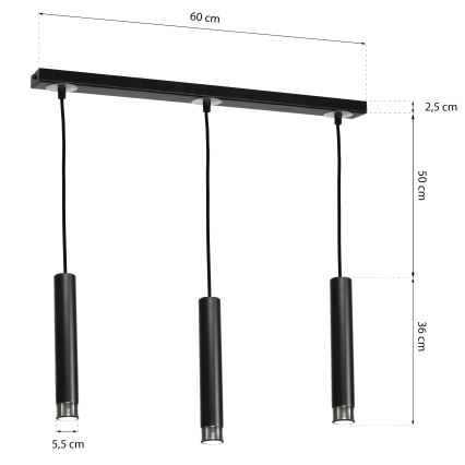 Підвісна люстра DANI 3xGU10/8W/230V