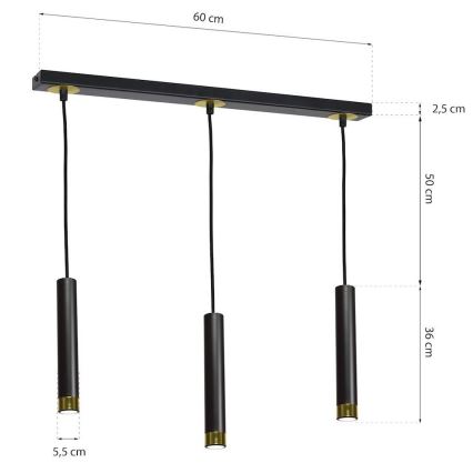 Підвісна люстра DANI 3xGU10/8W/230V