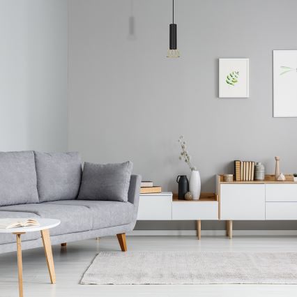 Підвісна люстра DANTE 1xGU10/25W/230V чорний/золотий