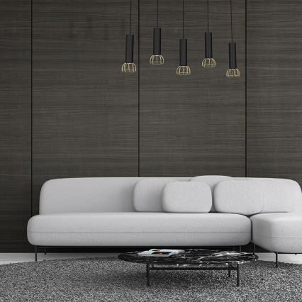 Підвісна люстра DANTE 5xGU10/25W/230V чорний/золотий