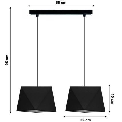 Підвісна люстра DIAMENT 2xE27/60W/230V чорний