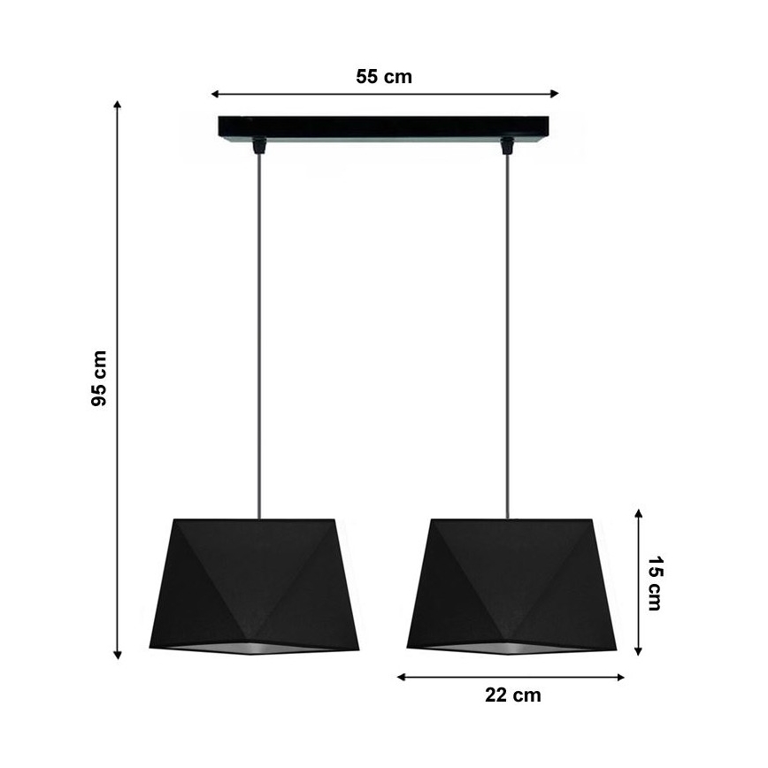 Підвісна люстра DIAMENT 2xE27/60W/230V чорний