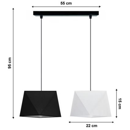 Підвісна люстра DIAMENT 2xE27/60W/230V чорно-білий