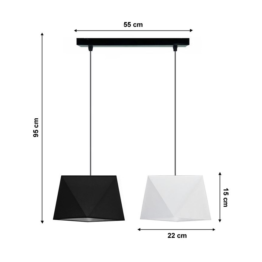 Підвісна люстра DIAMENT 2xE27/60W/230V чорно-білий