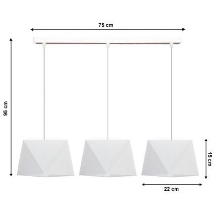 Підвісна люстра DIAMENT 3xE27/60W/230V білий