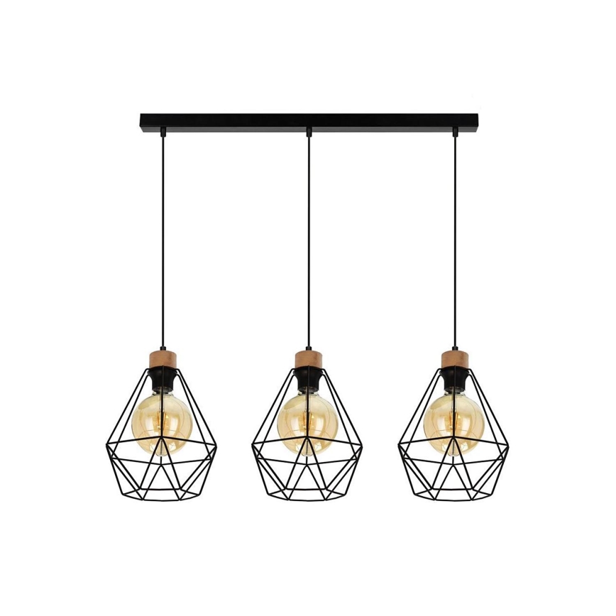 Підвісна люстра DIAMENT 3xE27/60W/230V дуб – FSC сертифіковано