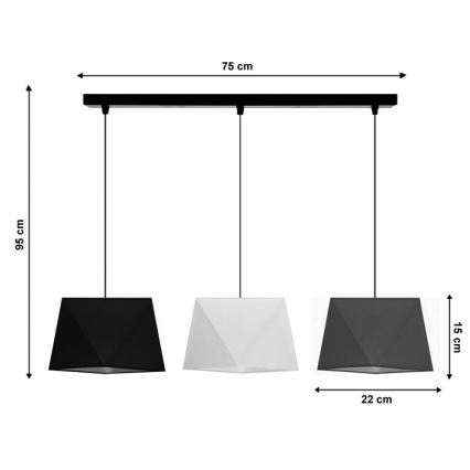 Підвісна люстра DIAMENT 3xE27/60W/230V