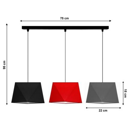 Підвісна люстра DIAMENT 3xE27/60W/230V
