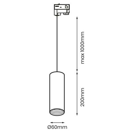 Підвісна люстра для 3-фазової трекової системи PIPE 1xGU10/25W/230V білий