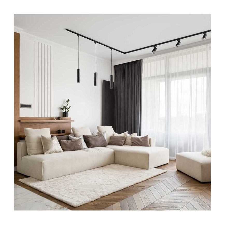 Підвісна люстра для трекової системи PARIS 1xGU10/10W/230V чорний