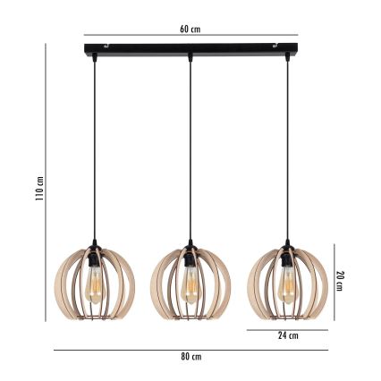 Підвісна люстра DORO 3xE27/60W/230V