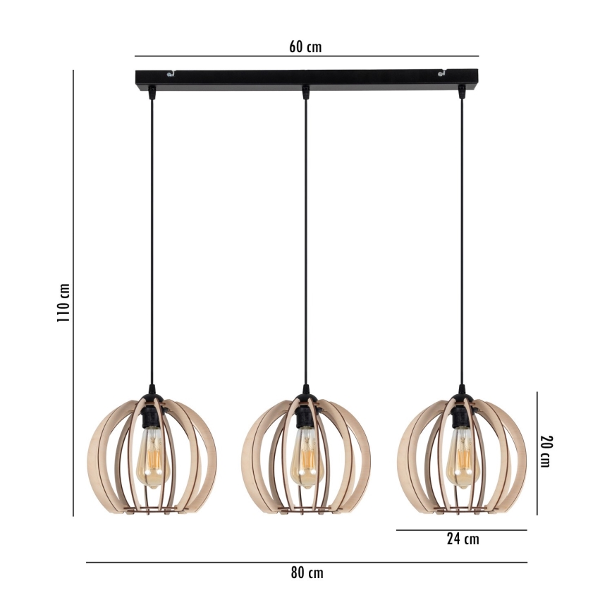 Підвісна люстра DORO 3xE27/60W/230V