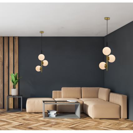 Підвісна люстра DUO 3xE14/40W/230V золотий/чорний