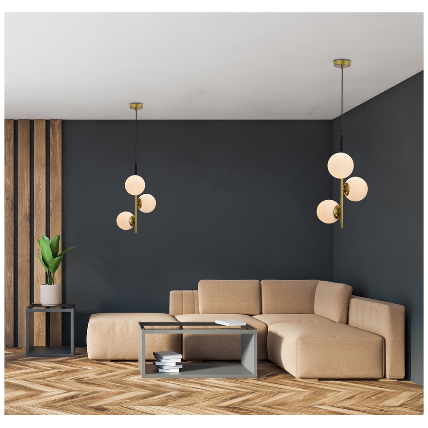 Підвісна люстра DUO 3xE14/40W/230V золотий/чорний