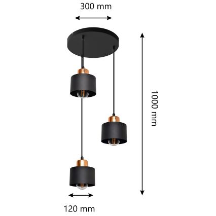 Підвісна люстра EDISON 3xE27/15W/230V