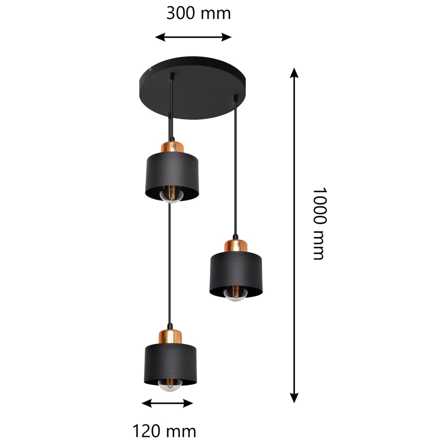 Підвісна люстра EDISON 3xE27/15W/230V