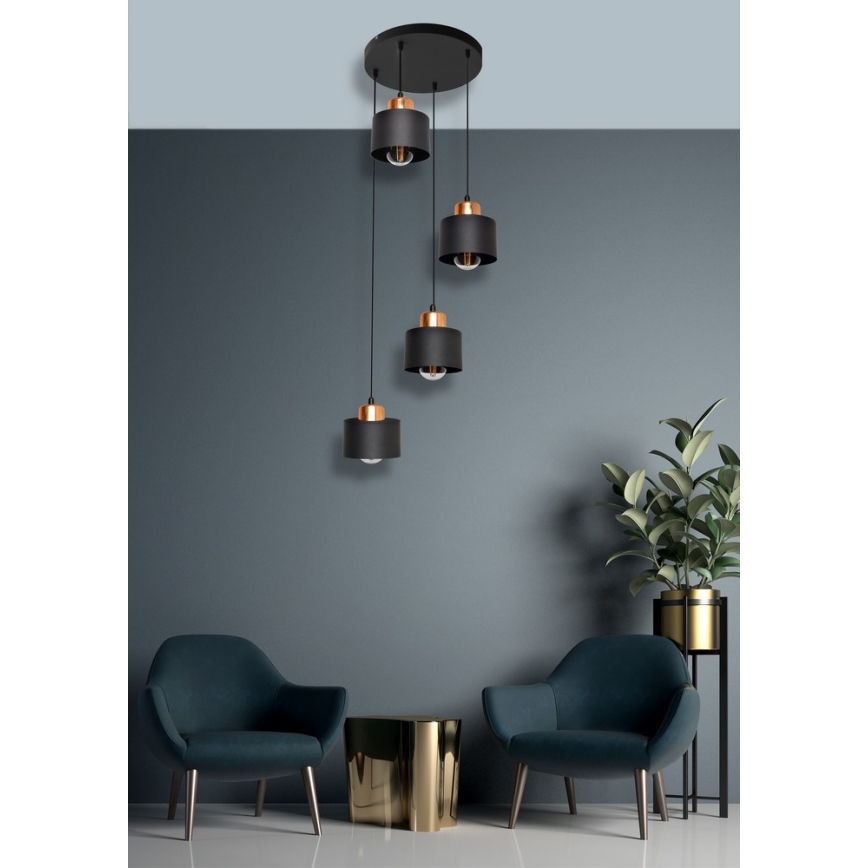 Підвісна люстра EDISON 4xE27/15W/230V