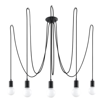 Підвісна люстра EDISON 5 5xE27/60W/230V павук чорний