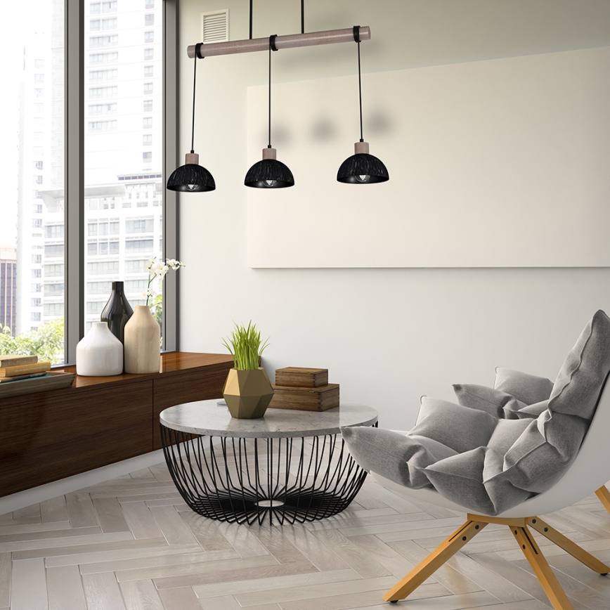 Підвісна люстра ERIK 3xE27/60W/230V коричневий/чорний