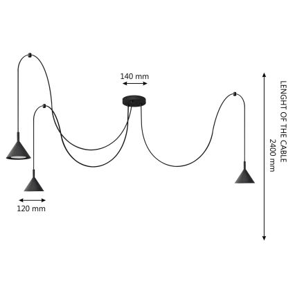 Підвісна люстра ETNA LONG 3xGX53/10W/230V павук чорний