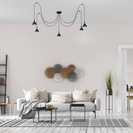 Підвісна люстра ETNA LONG 5xGX53/15W/230V павук чорний