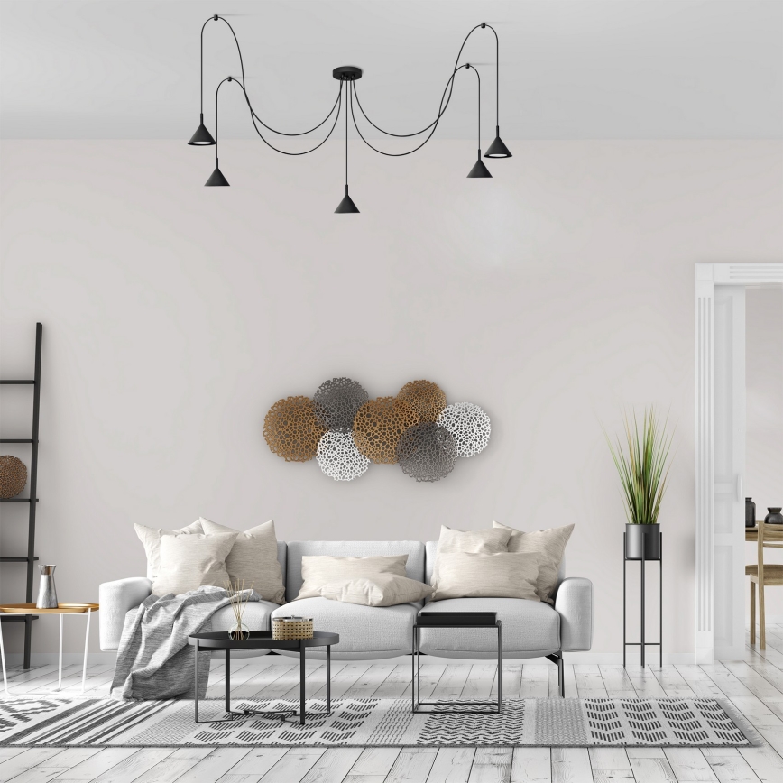 Підвісна люстра ETNA LONG 5xGX53/15W/230V павук чорний