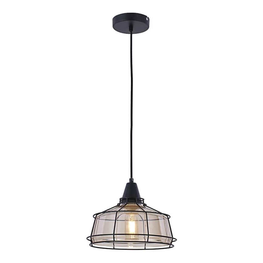 Підвісна люстра FACTORY 1xE27/11W/230V бежевий/чорний
