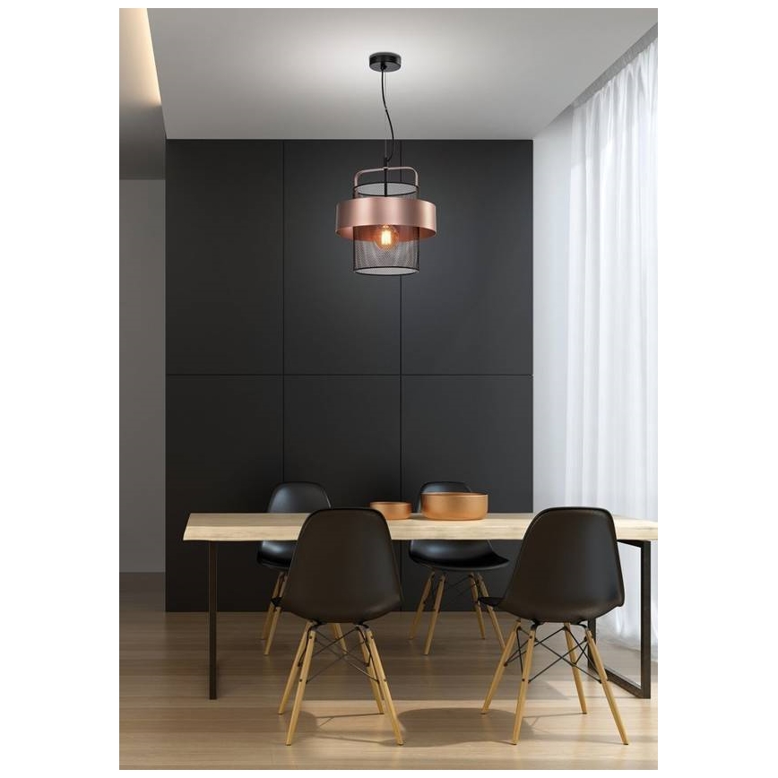 Підвісна люстра FIBA 1xE27/60W/230V рожеве золото/чорний