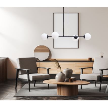 Підвісна люстра FIRA 4xE27/60W/230V чорний