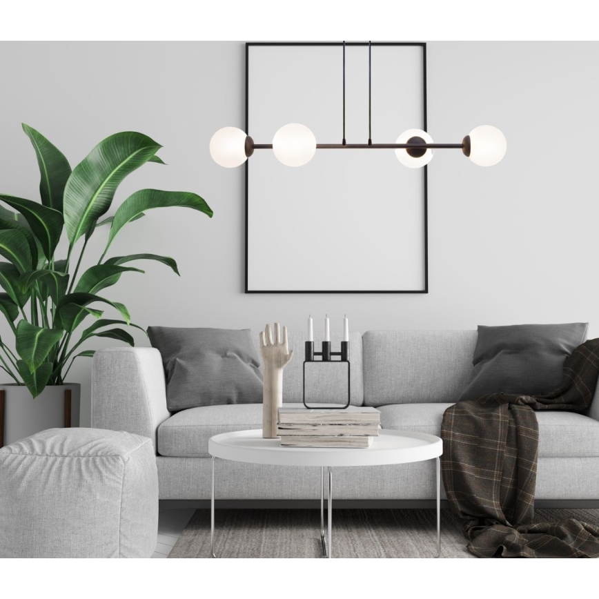 Підвісна люстра FIRA 4xE27/60W/230V чорний