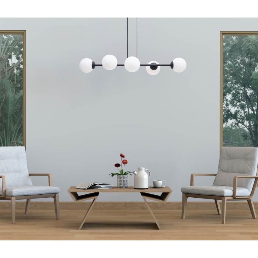 Підвісна люстра FIRA 5xE27/60W/230V чорний