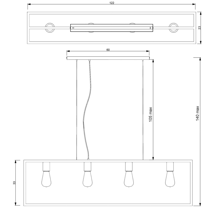 Підвісна люстра FRAME 4xE27/60W/230V мідь