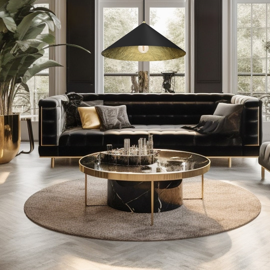 Підвісна люстра FUJI 1xE27/60W/230V діаметр 50 см чорний/золотий