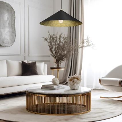 Підвісна люстра FUJI 1xE27/60W/230V діаметр 70 см чорний/золотий