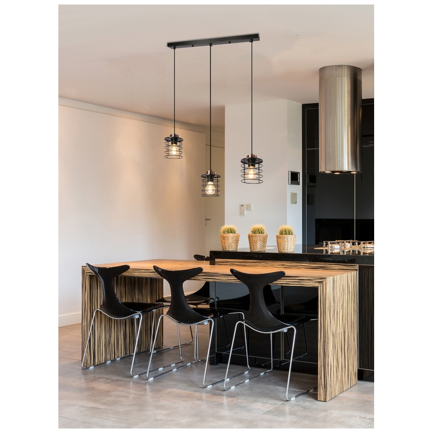 Підвісна люстра GLOB 3xE27/40W/230V чорний