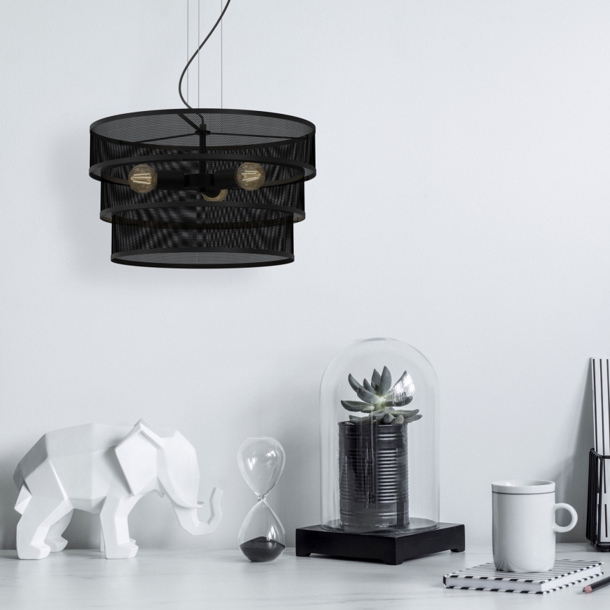 Підвісна люстра GLUM 3xE27/60W/230V чорний