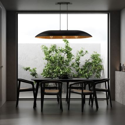 Підвісна люстра GONDOLA 3xE27/60W/230V чорний/мідний