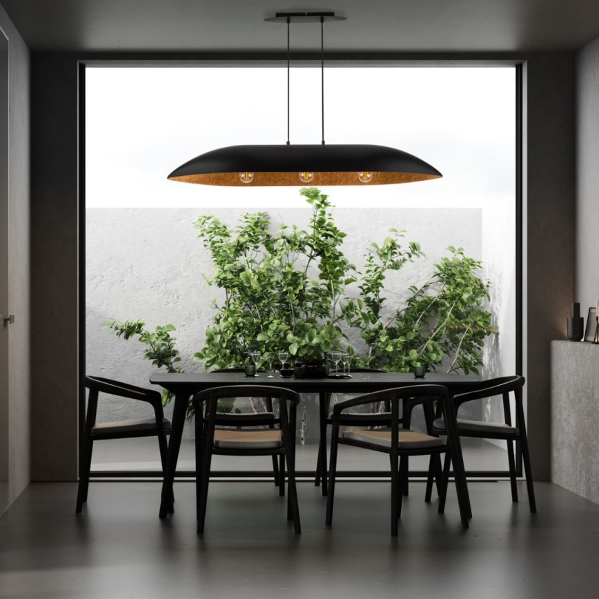 Підвісна люстра GONDOLA 3xE27/60W/230V чорний/мідний