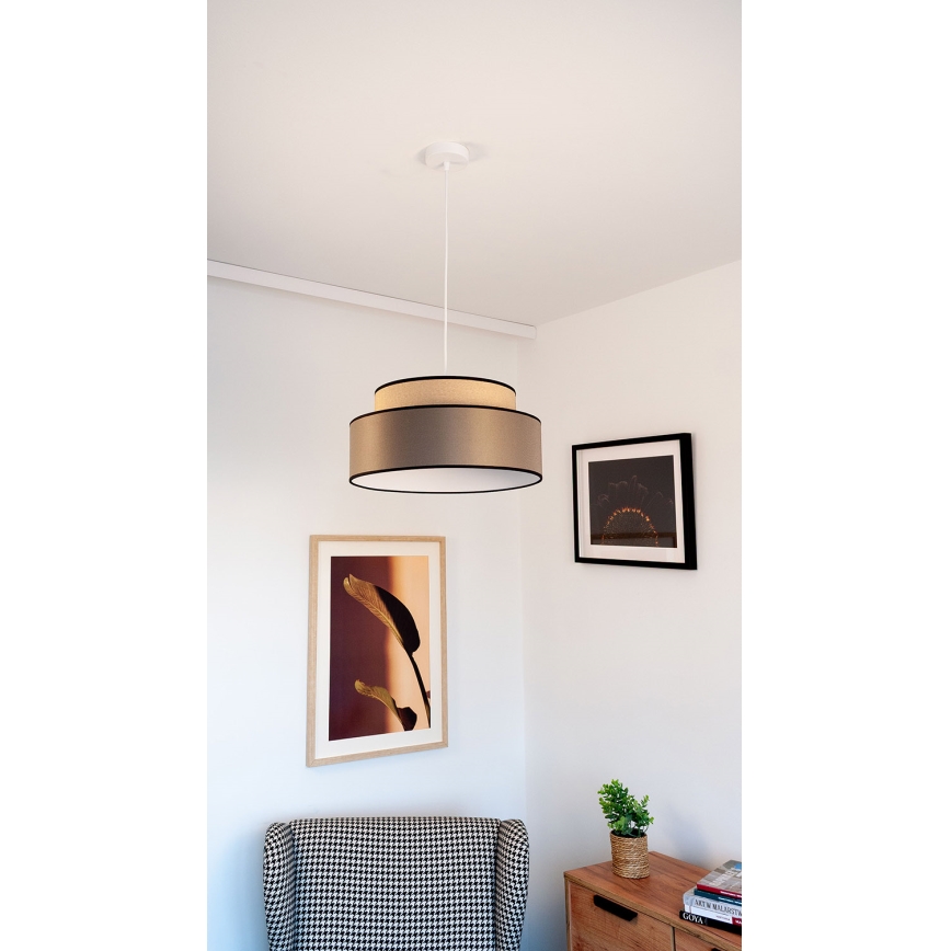 Підвісна люстра GRACE 1xE27/60W/230V бежевий/коричневий