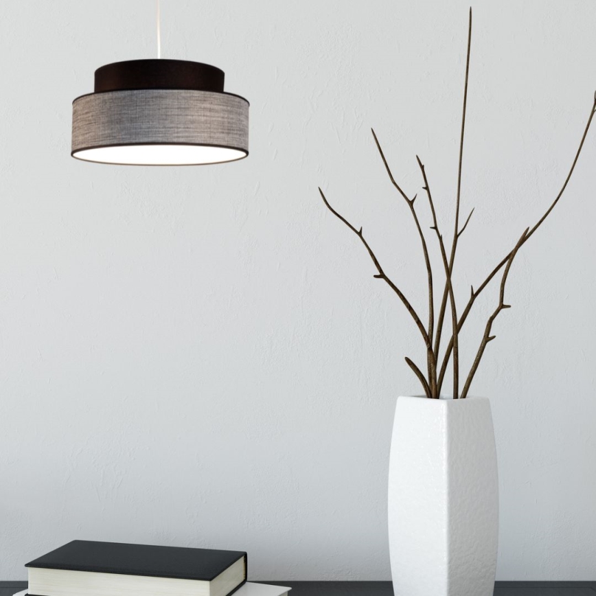 Підвісна люстра GRACE 1xE27/60W/230V діаметр 40 см чорний/сірий