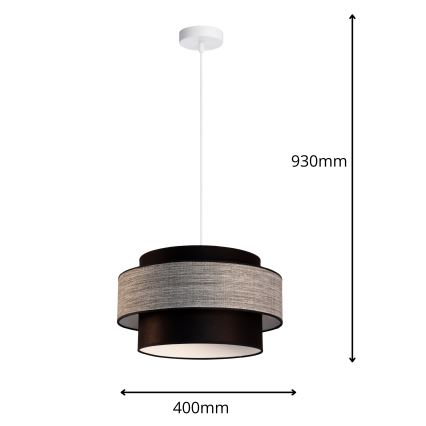 Підвісна люстра GRACE 1xE27/60W/230V діаметр 40 см чорний/сірий