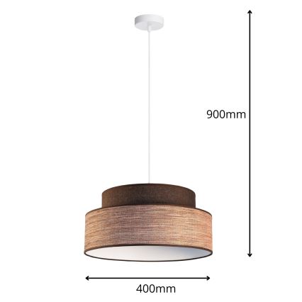 Підвісна люстра GRACE 1xE27/60W/230V діаметр 40 см коричневий/бежевий