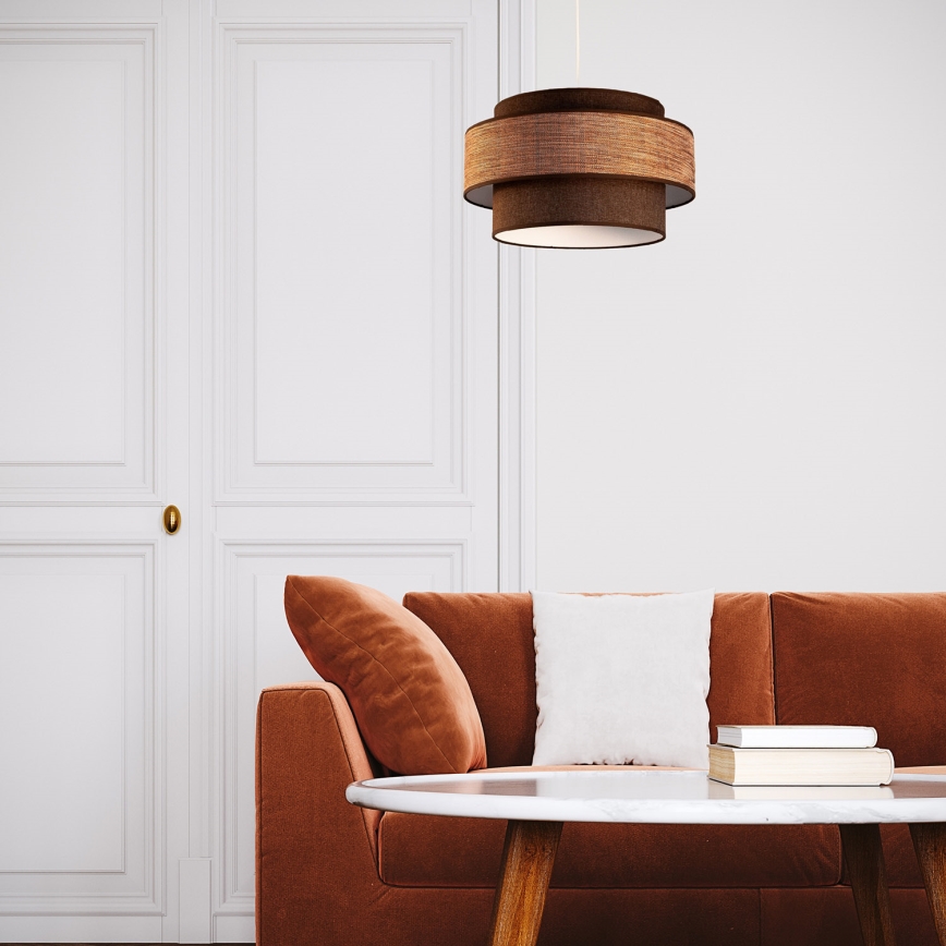 Підвісна люстра GRACE 1xE27/60W/230V діаметр 40 см коричневий/бежевий